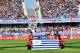 The Uruguayan flag is displayed during the 2015 Copa America football championship match between Uruguay and Paraguay, in La Serena, on June 20, 2015. AFP PHOTO / YURI CORTEZ (Photo credit should read YURI CORTEZ/AFP/Getty Images)