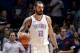 TULSA, OK- OCTOBER 3: Steven Adams #12 of the Oklahoma City Thunder handles the ball during the preseason game against the Houston Rockets on October 3, 2017 at the BOK Center in Tulsa, Oklahoma. NOTE TO USER: User expressly acknowledges and agrees that, by downloading and or using this photograph, User is consenting to the terms and conditions of the Getty Images License Agreement. Mandatory Copyright Notice: Copyright 2017 NBAE (Photo by Shane Bevel/NBAE via Getty Images)