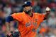 HOUSTON, TX - SEPTEMBER 15: Francisco Liriano #46 of the Houston Astros pitches in the eighth inning against the Seattle Mariners at Minute Maid Park on September 15, 2017 in Houston, Texas. (Photo by Bob Levey/Getty Images)