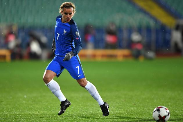 France's forward Antoine Griezmann controls the ball during the FIFA World Cup 2018 qualifying football match between Bulgaria and France at The Vasil Levski Stadium in Sofia on October 7, 2017. / AFP PHOTO / Dimitar DILKOFF        (Photo credit should read DIMITAR DILKOFF/AFP/Getty Images)