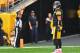 PITTSBURGH, PA - OCTOBER 08: Ben Roethlisberger #7 of the Pittsburgh Steelers reacts after throwing an interception that was returned for a touchdown in the second half during the game against the Jacksonville Jaguars at Heinz Field on October 8, 2017 in Pittsburgh, Pennsylvania. (Photo by Joe Sargent/Getty Images)