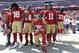 San Francisco 49ers safety Eric Reid (35) kneels during the national anthem in front of teammates before an NFL football game between the 49ers and the Carolina Panthers in Santa Clara, Calif., Sunday, Sept. 10, 2017. (AP Photo/Marcio Jose Sanchez)