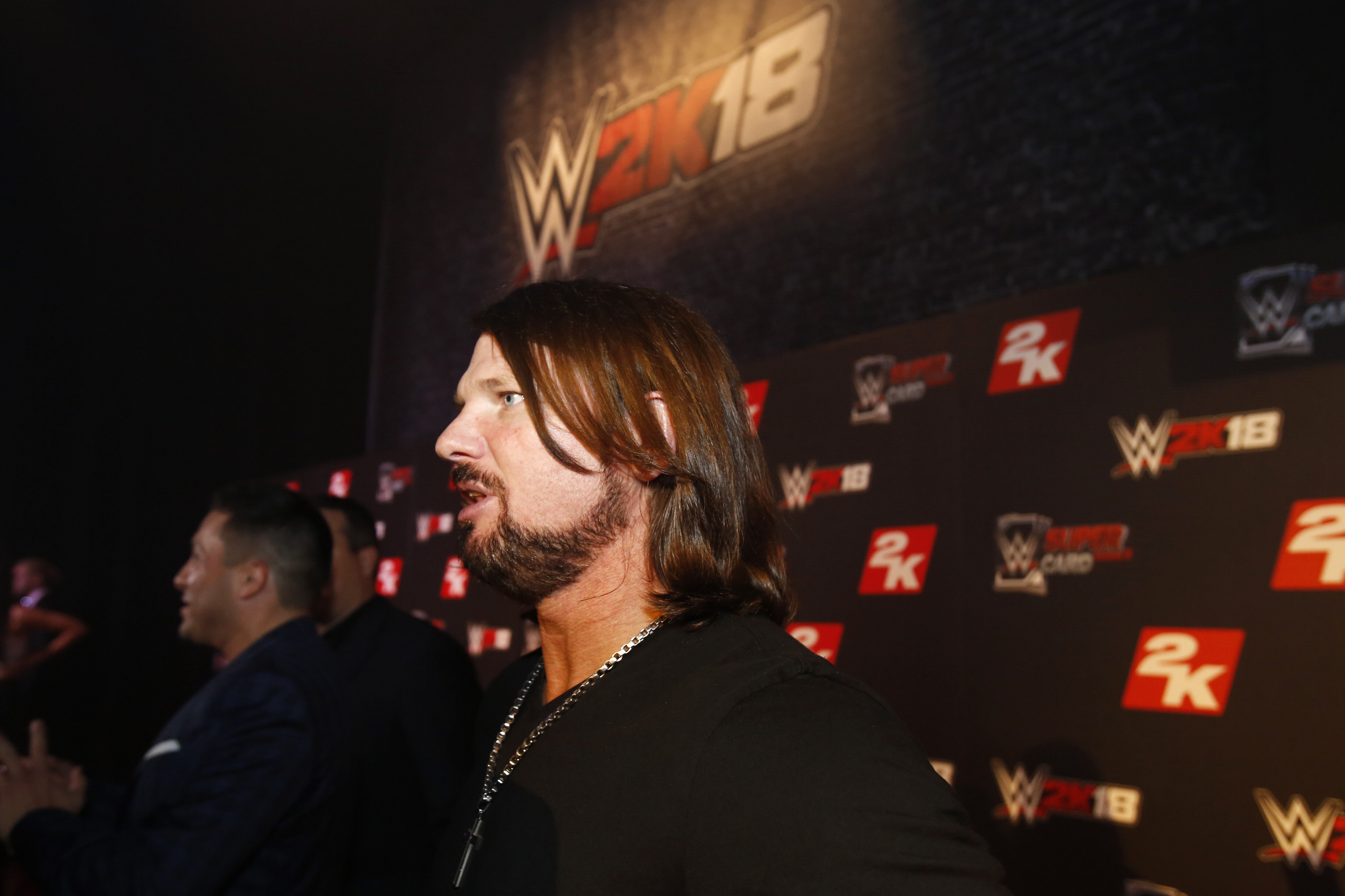 WWE Superstar AJ Styles is seen at the WWE 2K18 SummerSlam Kickoff Event on Friday, Aug. 18, 2017, in New York. (Photo by Adam Hunger/Invision for 2K Games/AP Images)