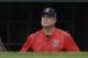 Boston Red Sox manager John Farrell watches from the dugout during the second inning in Game 3 of baseball's American League Division Series against the Houston Astros, Sunday, Oct. 8, 2017, in Boston. (AP Photo/Charles Krupa)