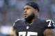 Oakland Raiders defensive tackle Darius Latham during the second half of an NFL preseason football game against the Tennessee Titans Saturday, Aug. 27, 2016, in Oakland, Calif. (AP Photo/Ben Margot)
