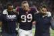 Houston Texans defensive end J.J. Watt (99) is helped off the field after an injury during the first half of an NFL football game Sunday, Oct. 8, 2017, in Houston. (AP Photo/Eric Christian Smith)