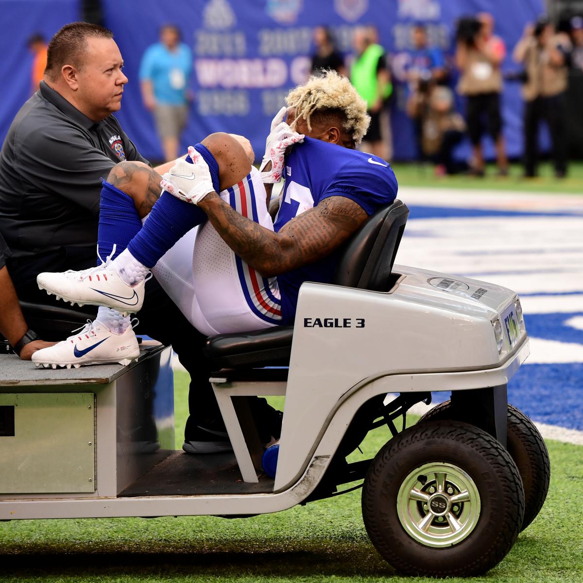 Odell Beckham Jr's Injured Ankle in Supreme x Louis Vuitton Boot