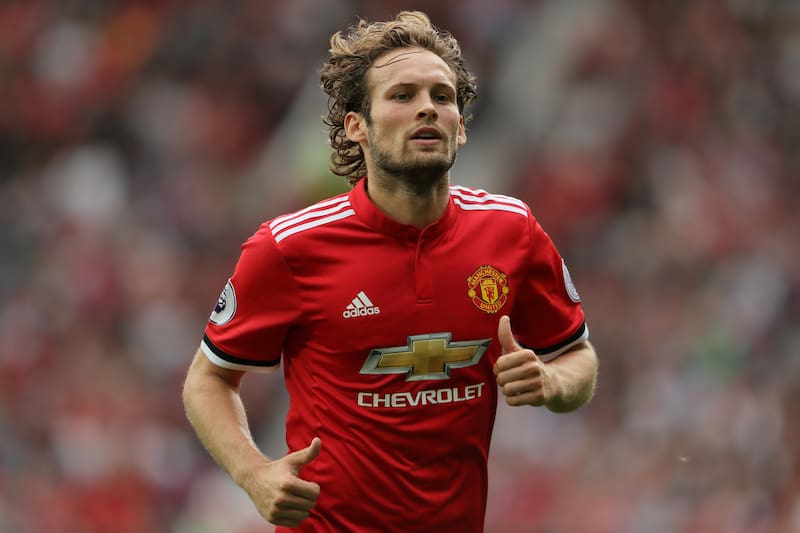 MANCHESTER, ENGLAND - AUGUST 13: Daley Blind of Manchester United during the Premier League match between Manchester United and West Ham United at Old Trafford on August 13, 2017 in Manchester, England. (Photo by Matthew Ashton - AMA/Getty Images)