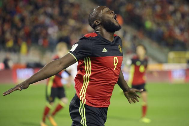 Belgium's Romelu Lukaku celebrates after scoring during the World Cup 2018 Group H qualifying soccer match between Belgium and Cyprus at the King Baudouin Stadium in Brussels, Belgium, Tuesday, Oct. 10, 2017. (AP Photo/Olivier Matthys)
