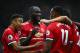 MANCHESTER, ENGLAND - SEPTEMBER 30: Romelu Lukaku of Manchester United celebrates scoring his side's fourth goal with his team mates during the Premier League match between Manchester United and Crystal Palace at Old Trafford on September 30, 2017 in Manchester, England. (Photo by Clive Brunskill/Getty Images)