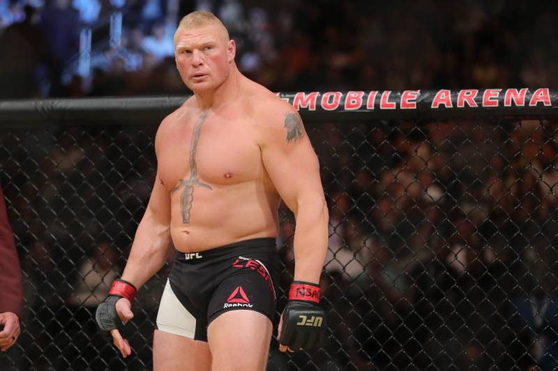 LAS VEGAS, NV - JULY 9: Brock Lesnar prepares to fight Mark Hunt during the UFC 200 event at T-Mobile Arena on July 9, 2016 in Las Vegas, Nevada. (Photo by Rey Del Rio/Getty Images)