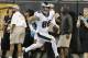 Philadelphia Eagles' Zach Ertz (86) catches a touchdown pass against the Carolina Panthers in the first half of an NFL football game in Charlotte, N.C., Thursday, Oct. 12, 2017. (AP Photo/Bob Leverone)