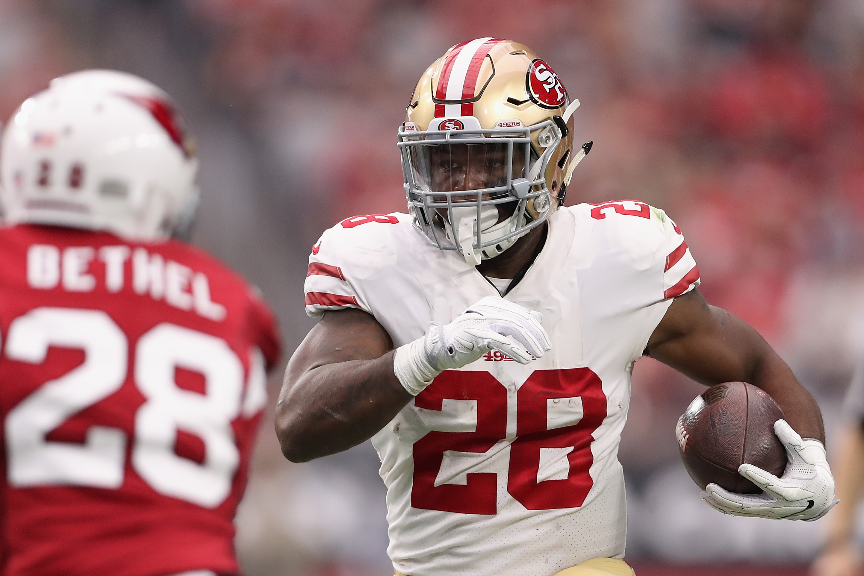 49ers running back Carlos Hyde (28) during NFL action between the San  Francisco 49ers and the New York Giants at Met Life Stadium in East  Rutherford, New Jersey. The Giants defeated the