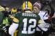 GREEN BAY, WI - NOVEMBER 30: Tom Brady #12 of the New England Patriots (R) congratulates fellow quarterback Aaron Rodgers #12 of the Green Bay Packers after their game at Lambeau Field on November 30, 2014 in Green Bay, Wisconsin. The Packers defeated the Patriots 26-21. (Photo by Brian D. Kersey/Getty Images)