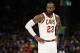 CLEVELAND, OH - OCTOBER 10: LeBron James #23 of the Cleveland Cavaliers looks on while playing the Chicago Bulls during a pre season game at Quicken Loans Arena on October 10, 2017 in Cleveland, Ohio. NOTE TO USER: User expressly acknowledges and agrees that, by downloading and or using this photograph, User is consenting to the terms and conditions of the Getty Images License Agreement. (Photo by Gregory Shamus/Getty Images)