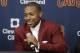 Cleveland Cavaliers' Isaiah Thomas smiles during a news conference at the teams practice facility, Thursday, Sept. 7, 2017, in Independence, Ohio. (AP Photo/Tony Dejak)