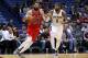 NEW ORLEANS, LA - OCTOBER 03: Nikola Mirotic #44 of the Chicago Bulls drives against DeMarcus Cousins #0 of the New Orleans Pelicans during a preseason game at the Smoothie King Center on October 3, 2017 in New Orleans, Louisiana. NOTE TO USER: User expressly acknowledges and agrees that, by downloading and or using this Photograph, user is consenting to the terms and conditions of the Getty Images License Agreement. (Photo by Jonathan Bachman/Getty Images)