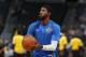 Oklahoma City Thunder forward Paul George (13) in the first half of an NBA preseason basketball game Tuesday, Oct. 10, 2017, in Denver. (AP Photo/David Zalubowski)
