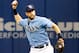 ST. PETERSBURG, FL - OCTOBER 1: Trevor Plouffe #14 of the Tampa Bay Rays throws the ball to first base during the game against the Baltimore Orioles at Tropicana Field on October 1, 2017 in St. Petersburg, Florida. (Photo by Joseph Garnett Jr./Getty Images)