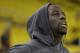 Golden State Warriors forward Draymond Green warms up before Game 5 of basketball's NBA Finals between the Warriors and the Cleveland Cavaliers in Oakland, Calif., Monday, June 12, 2017. (AP Photo/Marcio Jose Sanchez)