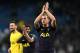 MADRID, SPAIN - OCTOBER 17: Harry Kane of Tottenham Hotspur shows appreciation to the fans after the UEFA Champions League group H match between Real Madrid and Tottenham Hotspur at Estadio Santiago Bernabeu on October 17, 2017 in Madrid, Spain. (Photo by Laurence Griffiths/Getty Images)