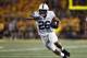 FILE - In this Saturday, Sept. 23, 2017 file photo, Penn State running back Saquon Barkley runs with the ball during the first half of an NCAA college football game against Iowa in Iowa City, Iowa. Penn State's Saquon Barkley leads all FBS players with 243.6 all-purpose yards per game and has seen his workload increase since last season. Through five games, Barkley’s scored rushing, receiving and return touchdowns and only four players have more touches than his 121, 23 more than he had at this point last season. (AP Photo/Jeff Roberson, File)