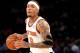 NEW YORK, NY - OCTOBER 13: Michael Beasley #8 of the New York Knicks looks down the court during the second half against the Washington Wizards during their Pre Season game at Madison Square Garden on October 13, 2017 in New York City. User expressly acknowledges and agrees that, by downloading and or using this photograph, User is consenting to the terms and conditions of the Getty Images License Agreement. (Photo by Abbie Parr/Getty Images)
