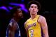 LOS ANGELES, CA - OCTOBER 19: Lonzo Ball #2 of the Los Angeles Lakers is guarded by Patrick Beverley #21 of the LA Clippers during the first half of the Los Angeles Lakers home opener at Staples Center on October 19, 2017 in Los Angeles, California. (Photo by Harry How/Getty Images)