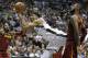 Milwaukee Bucks' Giannis Antetokounmpo shoots off-balance against LeBron James during the second half of an NBA basketball game Friday, Oct. 20, 2017, in Milwaukee. (AP Photo/Tom Lynn)
