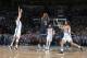 OKLAHOMA CITY, OK - OCTOBER 22: Andrew Wiggins #22 of the Minnesota Timberwolves shoots the winning shot during the game against the Oklahoma City Thunder on October 22, 2017 at Chesapeake Energy Arena in Oklahoma City, Oklahoma. NOTE TO USER: User expressly acknowledges and agrees that, by downloading and or using this photograph, User is consenting to the terms and conditions of the Getty Images License Agreement. Mandatory Copyright Notice: Copyright 2017 NBAE (Photo by Layne Murdoch/NBAE via Getty Images)