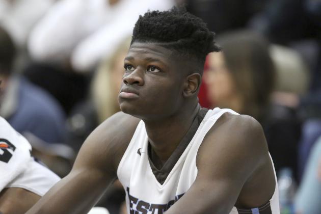 Westtown School's Mo Bamba #11 is seen on the bench against Hillcrest Prep during a high school basketball game at the 2017 Hoophall Classic on Saturday, January 14,, 2017, in Springfield, MA.. (AP Photo/Gregory Payan)