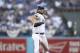 Los Angeles Dodgers starting pitcher Clayton Kershaw throws during the first inning of Game 1 of baseball's World Series against the Houston Astros Tuesday, Oct. 24, 2017, in Los Angeles. (AP Photo/Tim Bradbury, Pool)