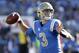 UCLA quarterback Josh Rosen (3) passes the ball against Hawaii during the second half of an NCAA college football game in Pasadena, Calif., Saturday, Sept. 9, 2017. UCLA won 56-23. (AP Photo/Alex Gallardo)