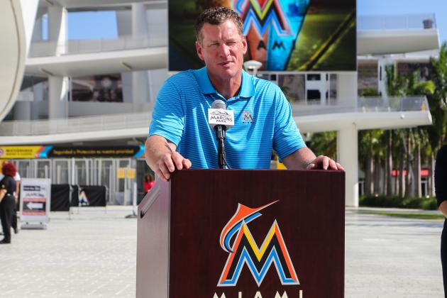 MIAMI, FL - APRIL 29: Jeff Conine speaks while being honored as the Ride of Fame Inducts 1st Miami Honoree Jeff Conine as part of worldwide expansion at Marlins Park on April 29, 2014 in Miami, Florida. (Photo by John Parra/Getty Images for Ride of Fame)