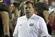 Florida head coach Jim McElwain walks off the field after losing to Texas A&M after an NCAA college football game, Saturday, Oct. 14, 2017, in Gainesville, Fla.Texas A&M won 19-17. (AP Photo/John Raoux)