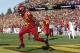 Iowa State wide receiver Hakeem Butler (18) celebrates after catching a 4-yard touchdown pass during the first half of an NCAA college football game against TCU, Saturday, Oct. 28, 2017, in Ames, Iowa. (AP Photo/Charlie Neibergall)