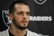 Oakland Raiders quarterback Derek Carr talks to reporters after an NFL football game against the Buffalo Bills, Sunday, Oct. 29, 2017, in Orchard Park, N.J. The Bills won 34-14. (AP Photo/Jeffrey T. Barnes)