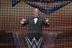 IMAGE DISTRIBUTED FOR WWE - Kurt Angle addresses the crowd after being inducted into the WWE Hall of Fame as part of the WrestleMania 33 weekend at a ceremony on Friday, March 31, 2017, in Orlando, Fla. (Phelan M. Ebenhack/AP Images for WWE)