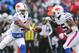 ORCHARD PARK, NY - OCTOBER 29: Tyrod Taylor #5 of the Buffalo Bills hands the ball to LeSean McCoy #25 of the Buffalo Bills during the first quarter of an NFL game against the Oakland Raiders on October 29, 2017 at New Era Field in Orchard Park, New York. (Photo by Brett Carlsen/Getty Images)
