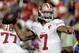 San Francisco 49ers quarterback Colin Kaepernick passes against the Los Angeles Rams during the first half of an NFL football game Saturday, Dec. 24, 2016, in Los Angeles. (AP Photo/Jae C. Hong)