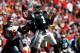 TAMPA, FL - OCTOBER 29: Quarterback Cam Newton #1 of the Carolina Panthers throws to an open receiver during the third quarter of an NFL football game against the Tampa Bay Buccaneers on October 29, 2017 at Raymond James Stadium in Tampa, Florida. (Photo by Brian Blanco/Getty Images)
