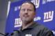 New York Giants head coach Ben McAdoo talks to reporters after an NFL football game against the Seattle Seahawks, Sunday, Oct. 22, 2017, in East Rutherford, N.J. (AP Photo/Julio Cortez)
