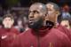 CLEVELAND, OH - NOVEMBER 1: LeBron James #23 of the Cleveland Cavaliers looks on before the game against the Indiana Pacers on November 1, 2017 at Quicken Loans Arena in Cleveland, Ohio. NOTE TO USER: User expressly acknowledges and agrees that, by downloading and or using this Photograph, user is consenting to the terms and conditions of the Getty Images License Agreement. Mandatory Copyright Notice: Copyright 2017 NBAE (Photo by David Liam Kyle/NBAE via Getty Images)