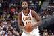 CLEVELAND, OH - OCTOBER 17: Tristan Thompson #13 of the Cleveland Cavaliers handles the ball against the Boston Celtics on October 17, 2017 at Quicken Loans Arena in Cleveland, Ohio. NOTE TO USER: User expressly acknowledges and agrees that, by downloading and or using this Photograph, user is consenting to the terms and conditions of the Getty Images License Agreement. Mandatory Copyright Notice: Copyright 2017 NBAE (Photo by David Liam Kyle/NBAE via Getty Images)