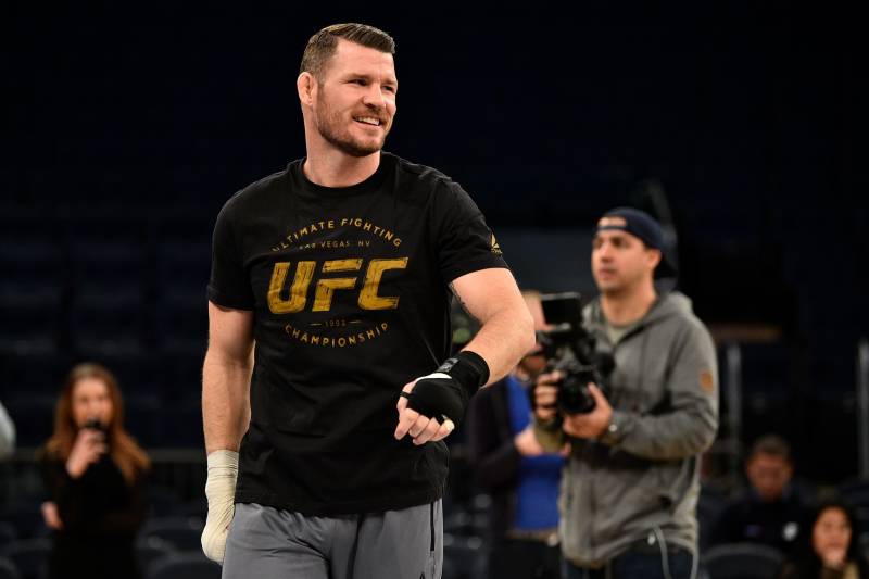 NEW YORK, NY - NOVEMBER 01: UFC Middleweight Champion Michael Bisping of England holds an open workout session for fans and media inside Madison Square Garden on November 1, 2017 in New York City. (Photo by Jeff Bottari/Zuffa LLC/Zuffa LLC via Getty Images)