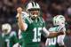 EAST RUTHERFORD, NJ - NOVEMBER 02: Quarterback Josh McCown #15 of the New York Jets celebrates a touchdown by teammate running back Matt Forte #22 against the Buffalo Bills during the third quarter of the game at MetLife Stadium on November 2, 2017 in East Rutherford, New Jersey. (Photo by Al Bello/Getty Images)