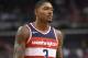 Washington Wizards guard Bradley Beal (3) looks on during the first half of an NBA basketball game against the Detroit Pistons, Friday, Oct. 20, 2017, in Washington. (AP Photo/Nick Wbad)