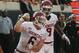 Oklahoma quarterback Baker Mayfield (6) celebrates a touchdown against Oklahoma State in the first half of an NCAA college football game in Stillwater, Okla., Saturday, Nov. 4, 2017. Oklahoma wide receiver CeeDee Lamb is at right. (AP Photo/Sue Ogrocki)