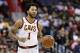 WASHINGTON, DC - NOVEMBER 3: Derrick Rose #1 of the Cleveland Cavaliers dribbles the ball against the Washington Wizards at Capital One Arena on November 3, 2017 in Washington, DC. NOTE TO USER: User expressly acknowledges and agrees that, by downloading and or using this photograph, User is consenting to the terms and conditions of the Getty Images License Agreement. (Photo by Rob Carr/Getty Images)