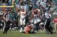 Cincinnati Bengals wide receiver A.J. Green (18) takes down Jacksonville Jaguars cornerback Jalen Ramsey (20) during a fight in the first half of an NFL football game Sunday, Nov. 5, 2017, in Jacksonville, Fla. (AP Photo/Phelan M. Ebenhack)